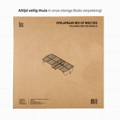 Logeerbed 90×200 met Matras - Vouwbed - Luxe - tot 250 kg - Wit - Bodo