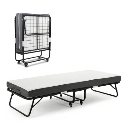 Logeerbed 90×200 met Matras - Vouwbed - Luxe - 250 kg - Zwart - Bodo