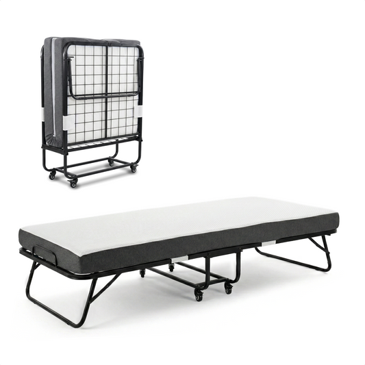 Logeerbed 90×200 met Matras - Vouwbed - Luxe - 250 kg - Zwart - Bodo