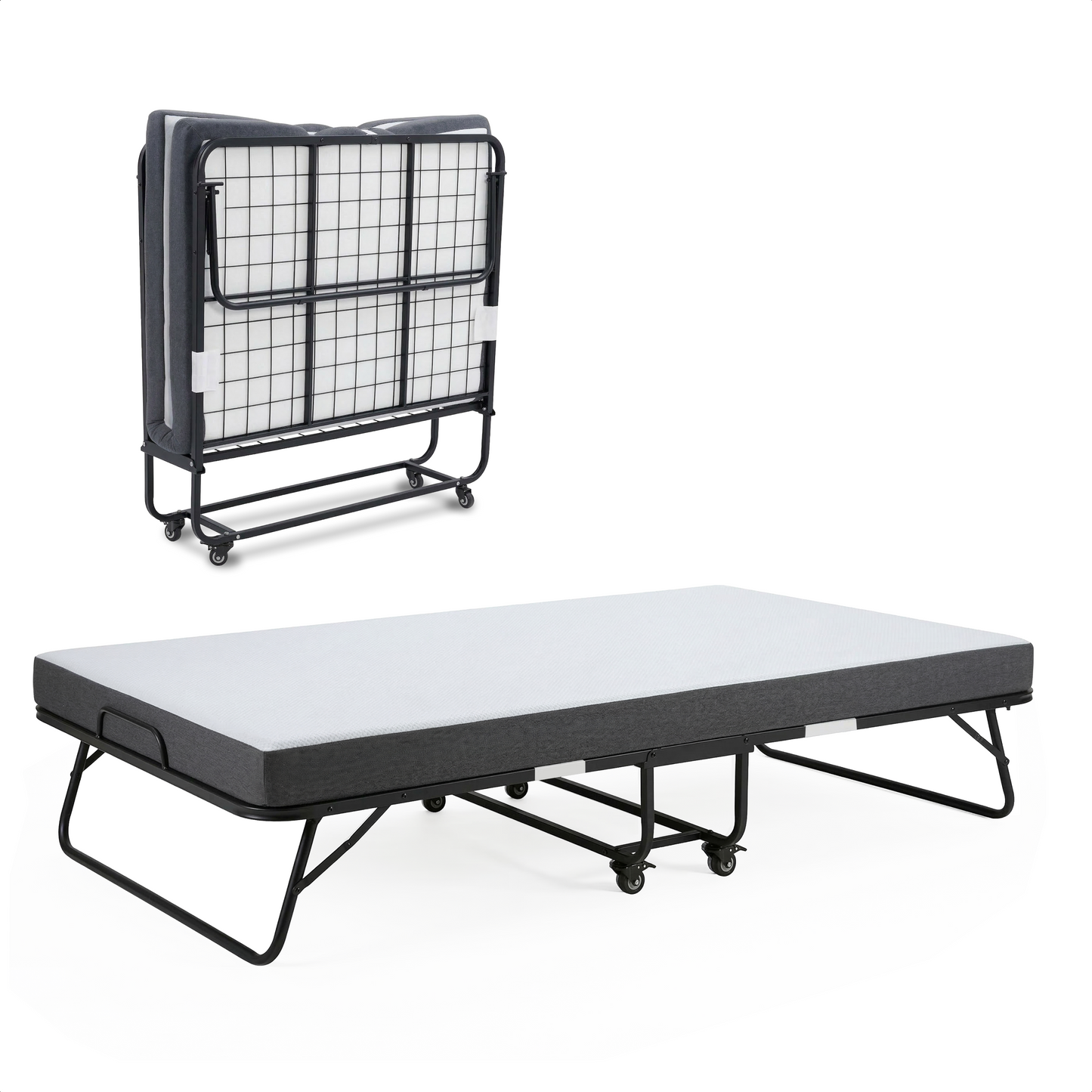 Logeerbed 120×200 met Matras - Vouwbed - Luxe - Tot 250 kg - Zwart - Bodo