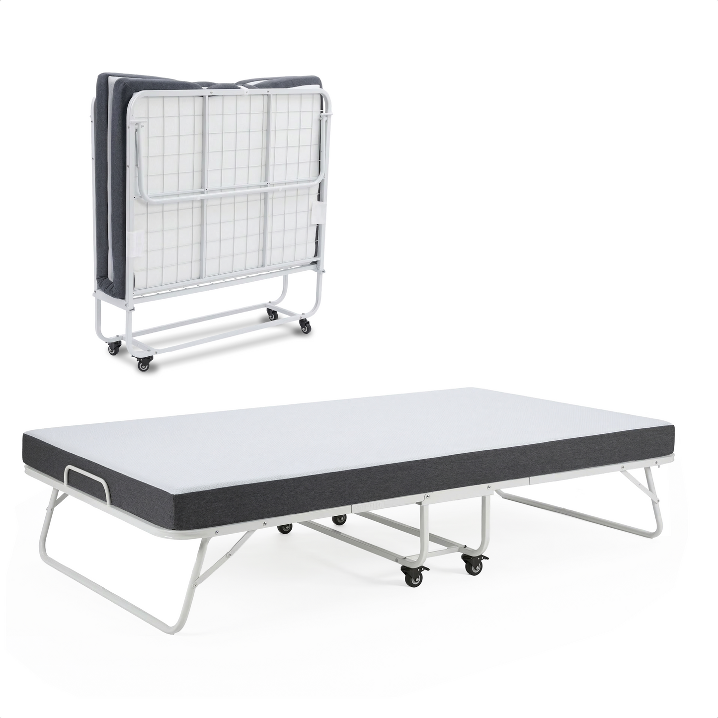 Logeerbed 120×200 met Matras - Vouwbed - Luxe - tot 250 kg - Wit - Bodo