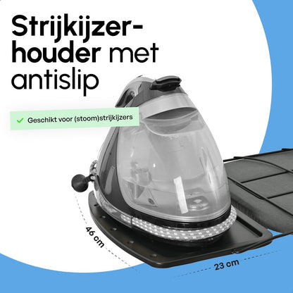 Bodo® - Strijkplank Ascend Elite - Stoomunithouder - Uitklapbaar Rek - 122 x 43 cm - Zwart