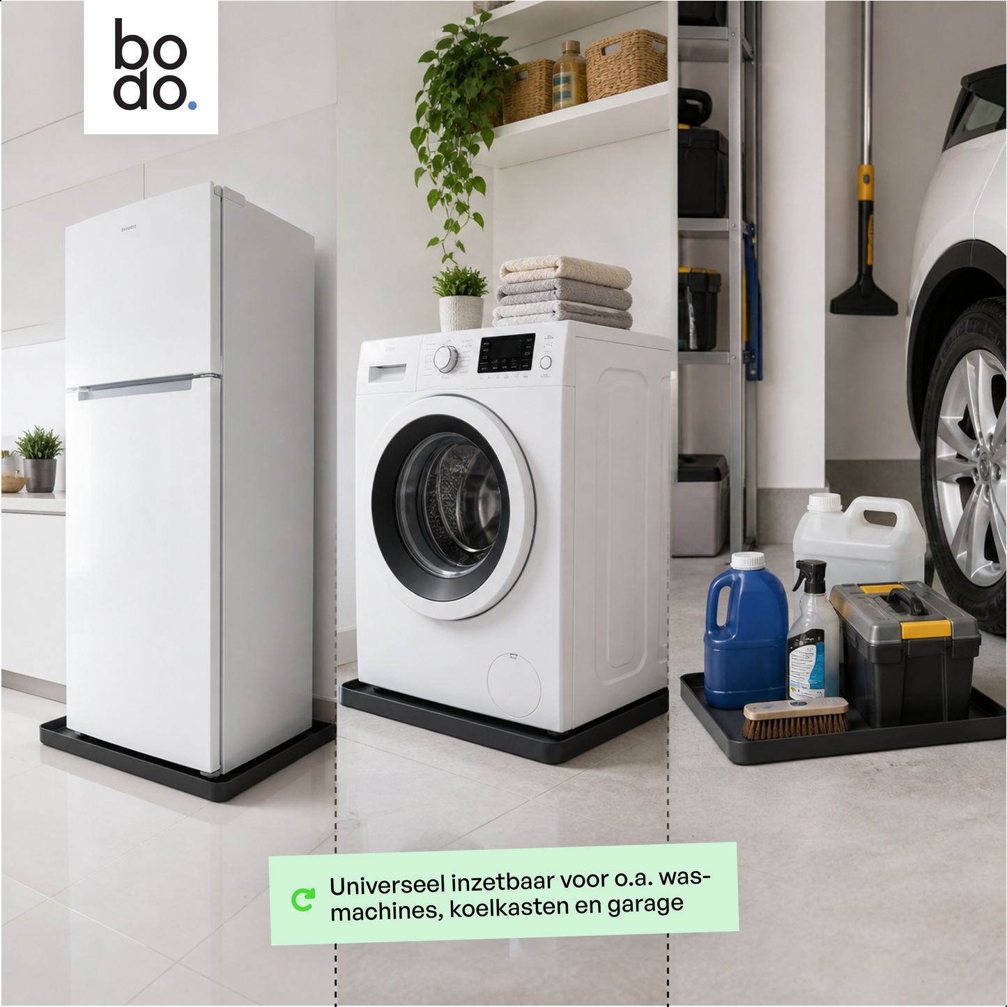Lekbak Wasmachine - Opvangbak tegen lekkage - Siliconen - 65x60x3 cm - Zwart