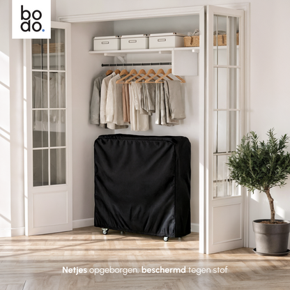 Logeerbed 90×200 met Matras - Vouwbed - Luxe - 250 kg - Zwart - Bodo
