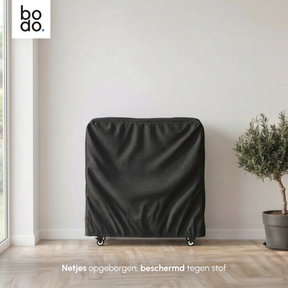 Logeerbed 120×200 met Matras - Vouwbed - Luxe - Tot 250 kg - Zwart - Bodo
