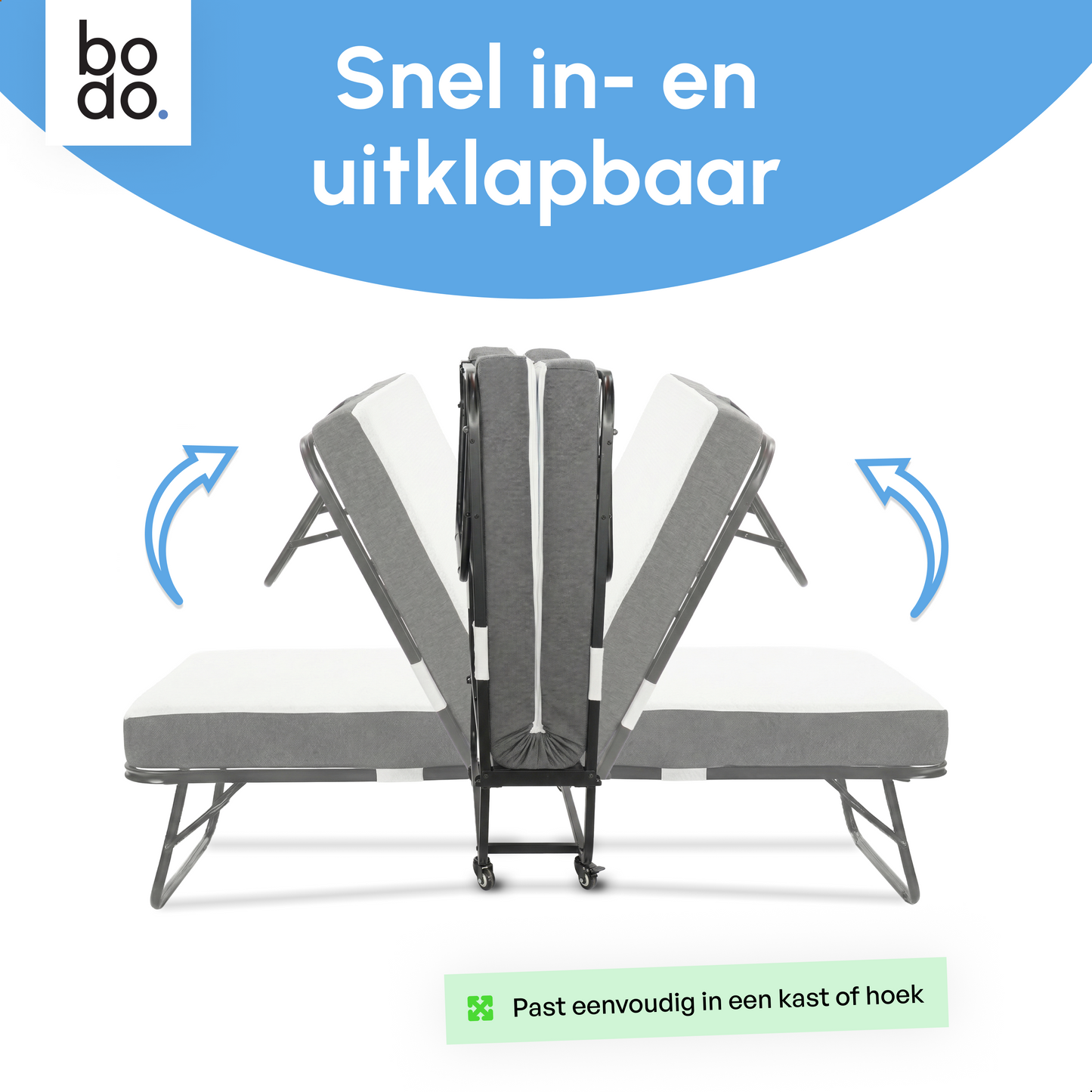 Logeerbed 120×200 met Matras - Vouwbed - Luxe - Tot 250 kg - Zwart - Bodo