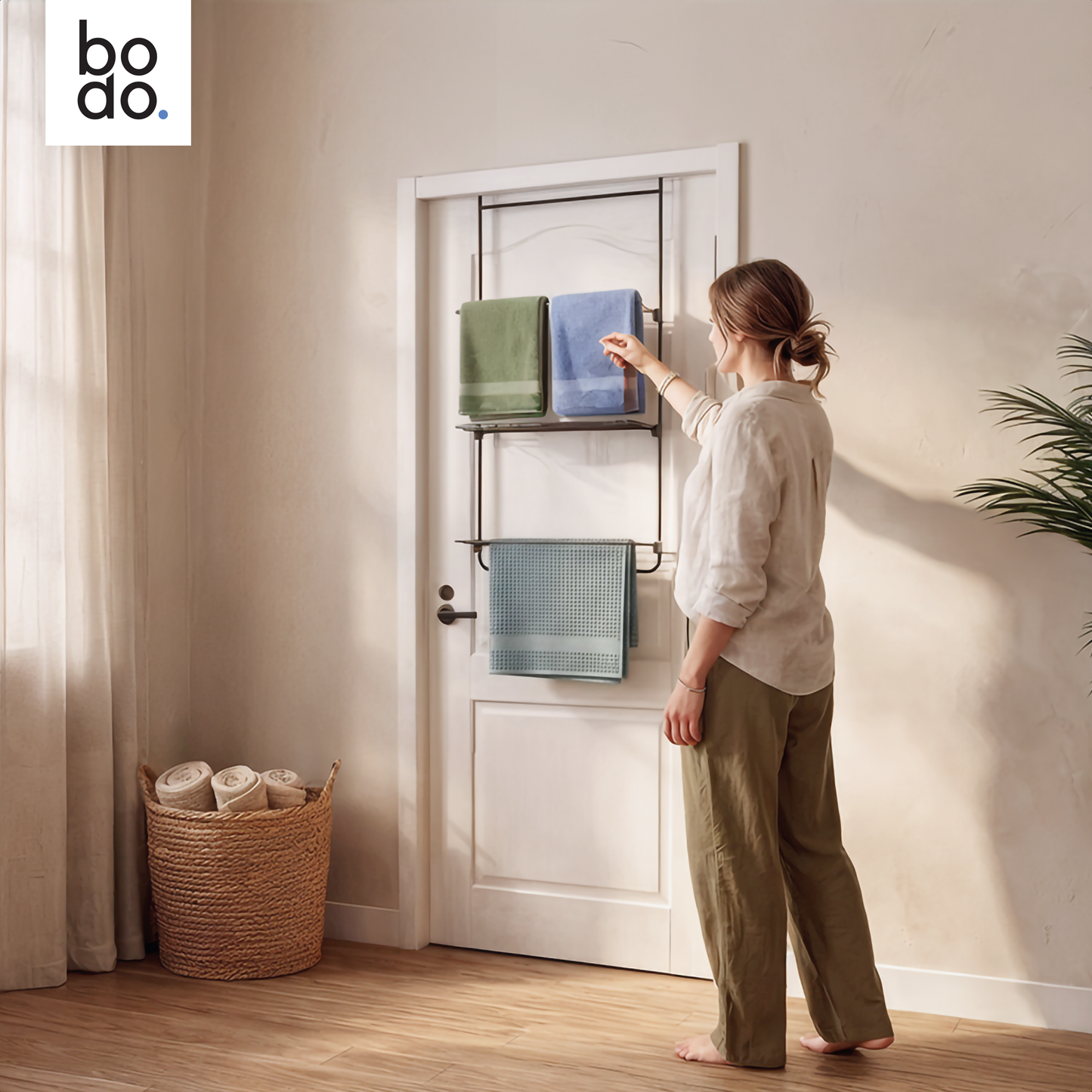 Bodo® Droogrek Hangend - 10m - Ophangbaar aan Deur of Wand - Zwart