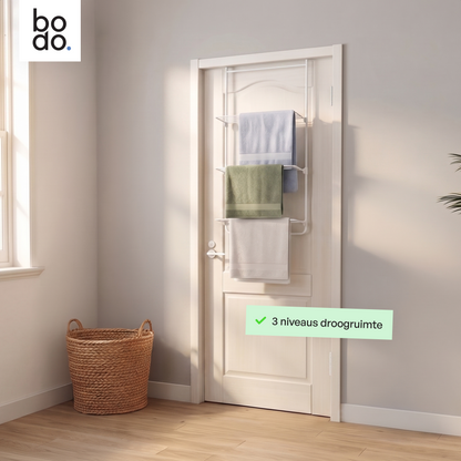 Bodo® Droogrek Hangend - 10m - Ophangbaar aan Deur of Wand - Wit