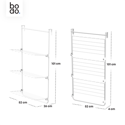 Bodo® Droogrek Hangend - 10m - Ophangbaar aan Deur of Wand - Wit