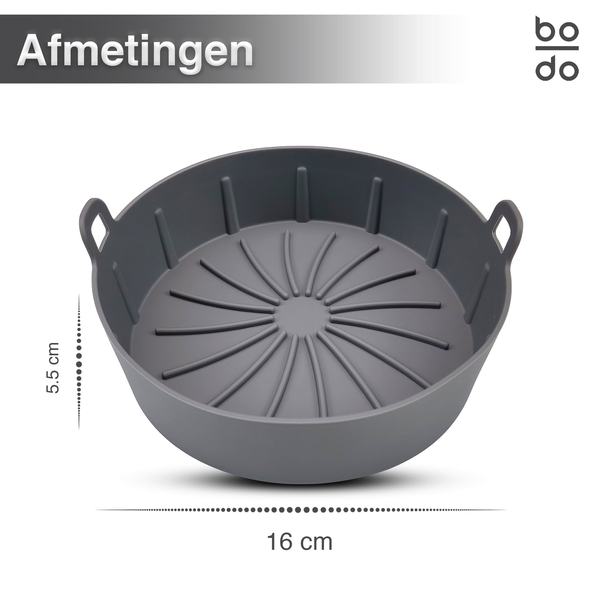 bodo home airfryer bakje siliconen verschillende afmetingen 16 19 22