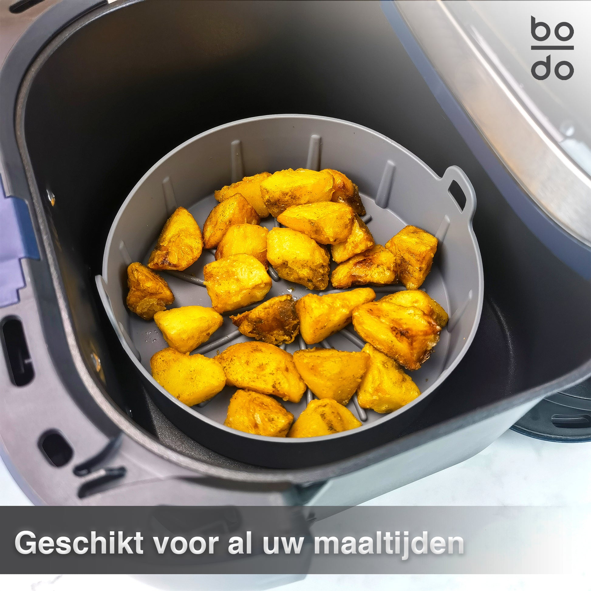 bodo home airfryer bakje siliconen verschillende afmetingen 16 19 22