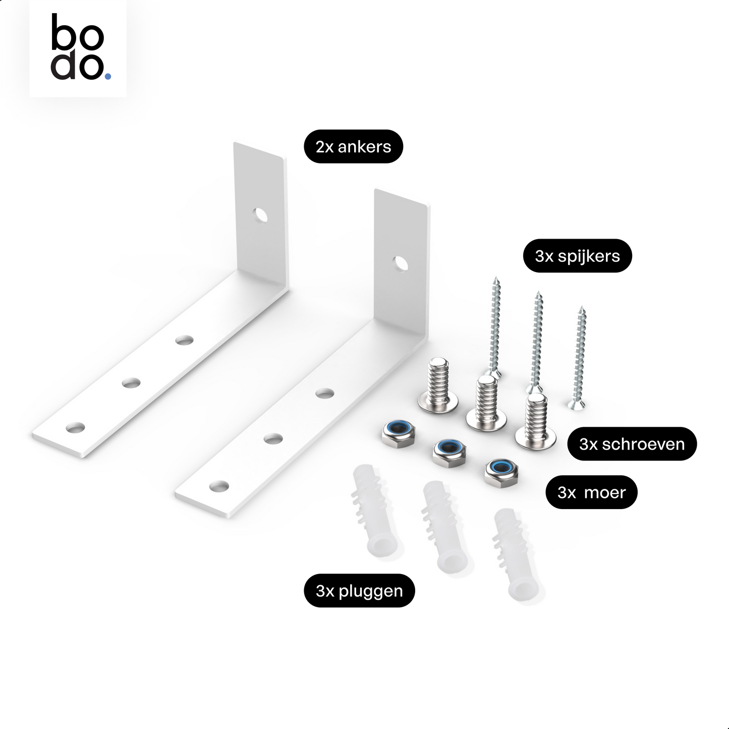 Bodo® Muuranker set Wit - voor Bodo® wasmachine verhoger