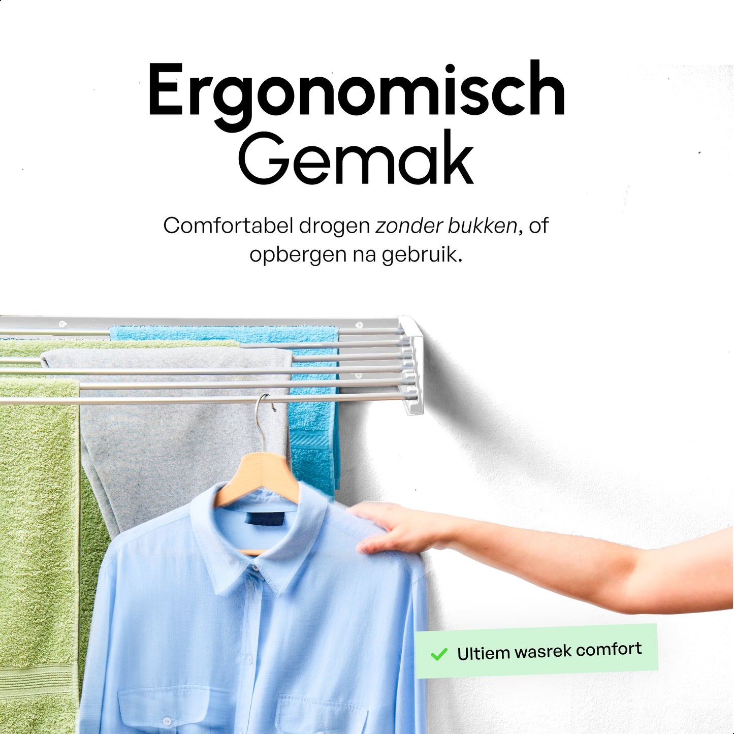 Bodo - Inklapbaar wanddroogrek - 80cm 4m drooglengte - Wit