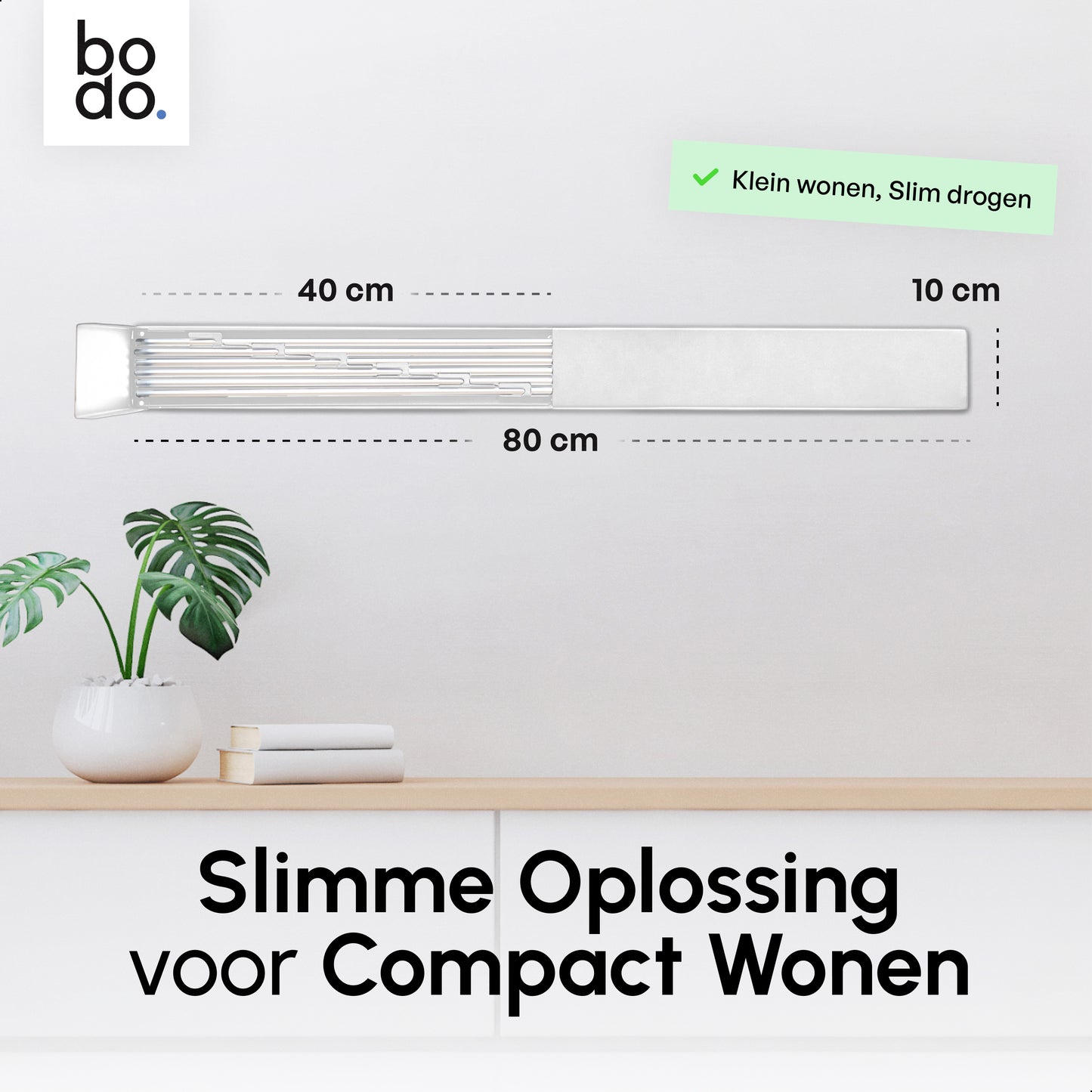 Bodo - Inklapbaar wanddroogrek - 80cm 4m drooglengte - Wit
