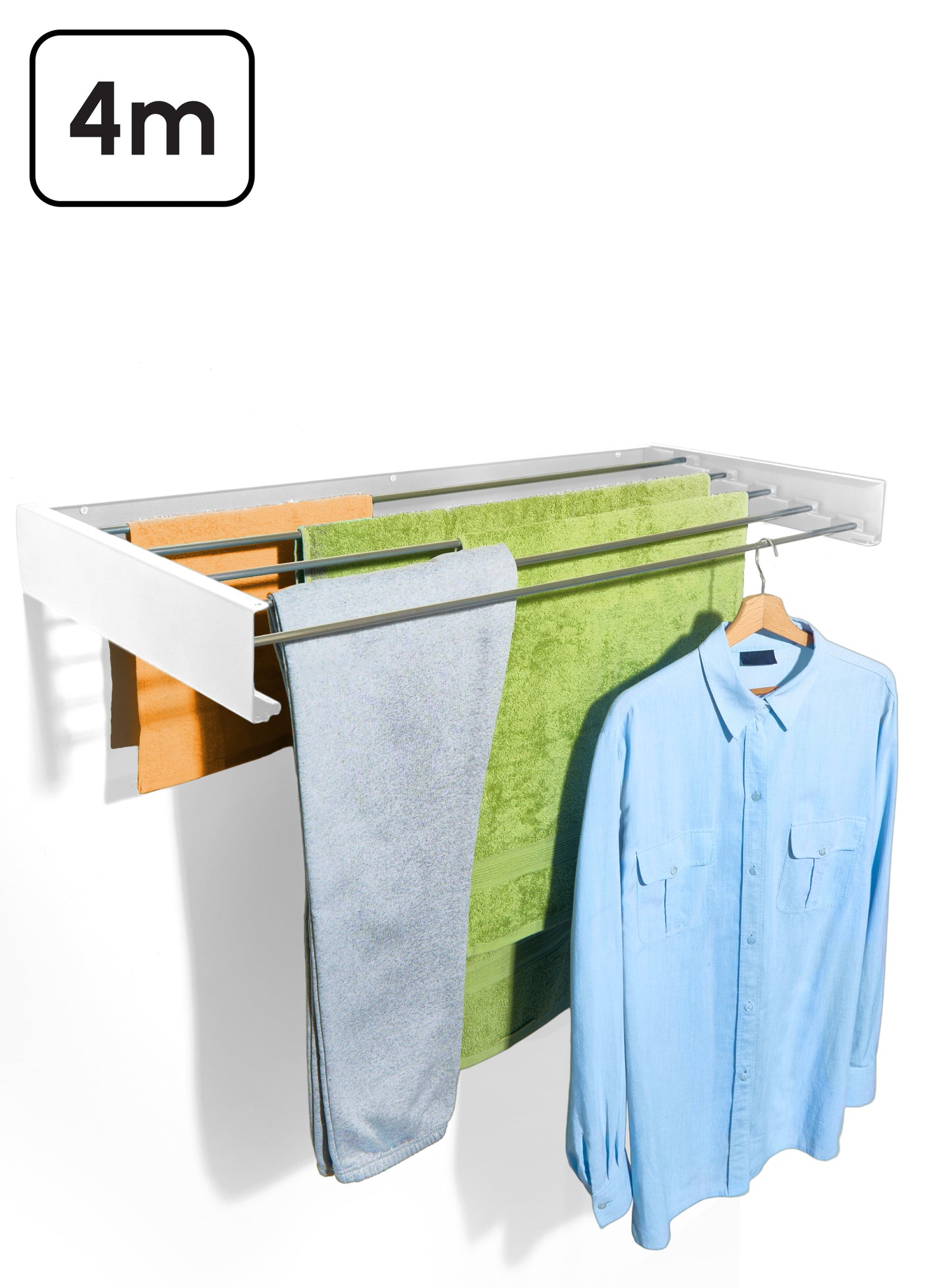 Bodo - Inklapbaar wanddroogrek - 80cm 4m drooglengte - Wit
