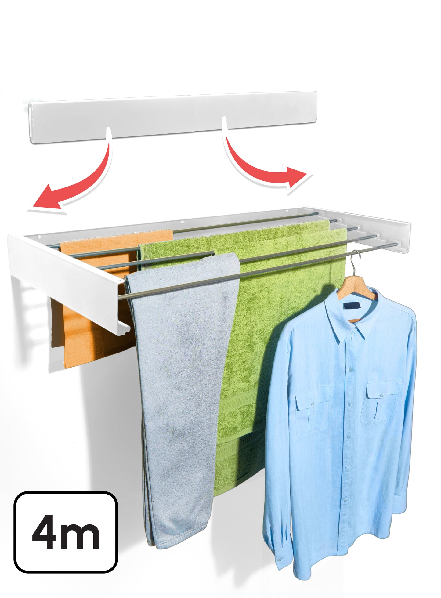 Bodo - Inklapbaar wanddroogrek - 80cm 4m drooglengte - Wit