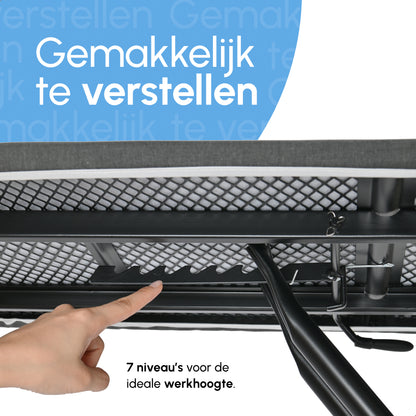 Bodo® - Strijkplank Ascend Prime - Stoomunithouder - 122 x 38 cm - Uitklapbaar Rek - Charcoal Black