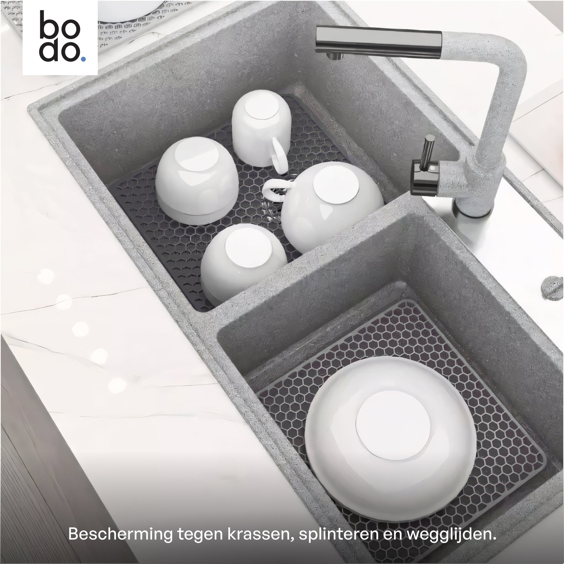 bodo home gootsteenmat grijs silicoon 30.5x30.5 verschillende afmetingen