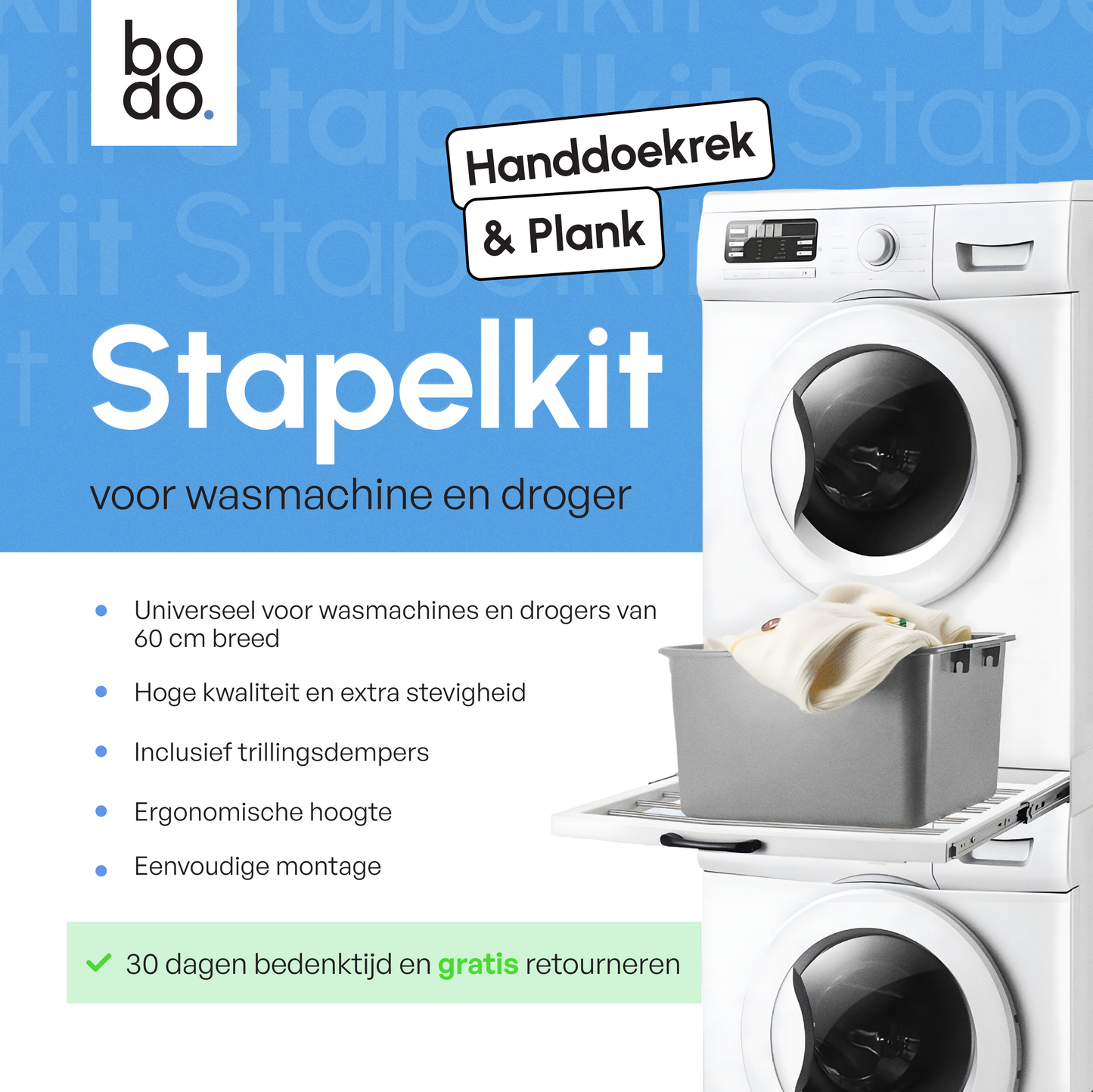 Bodo® - Stapelkit met handoekhouder - Beschadigd/geretourneerd