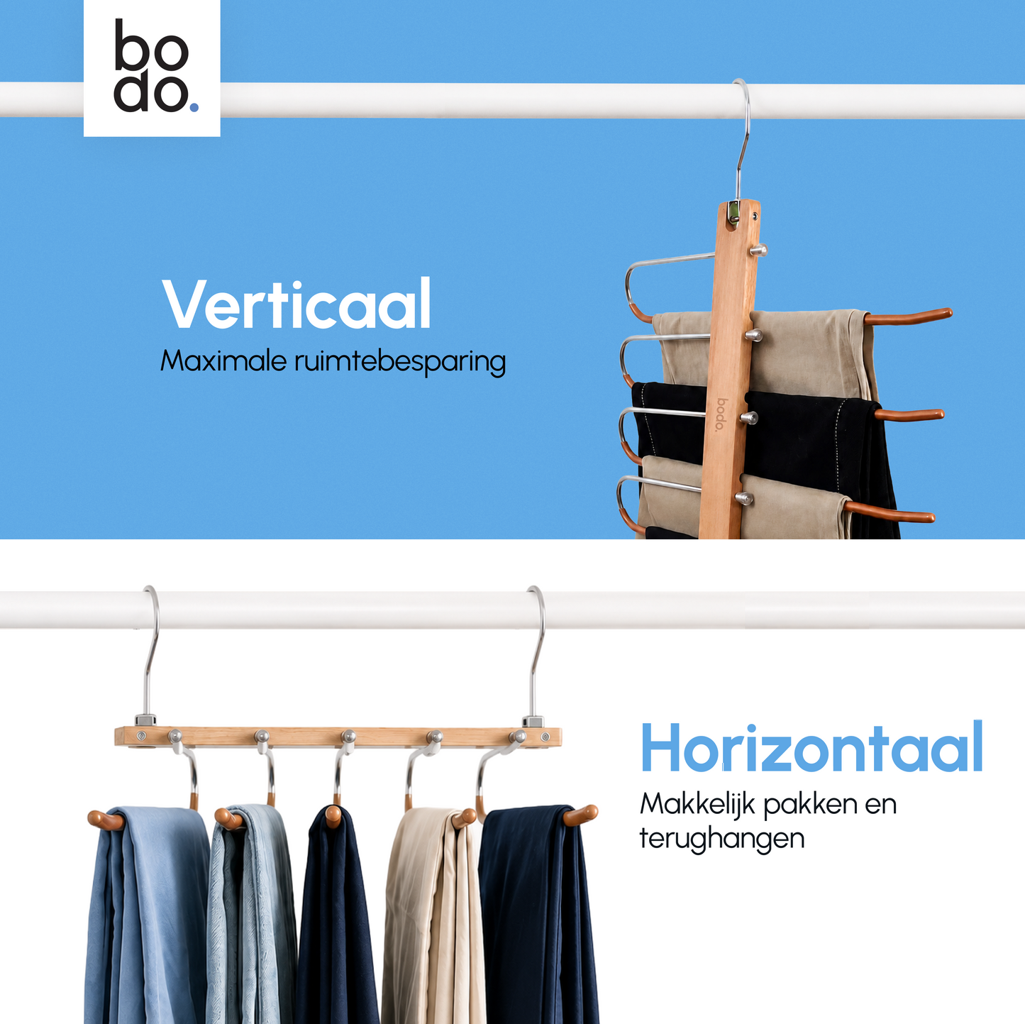 Broekhanger - 2 stuk - Hout- Bodo