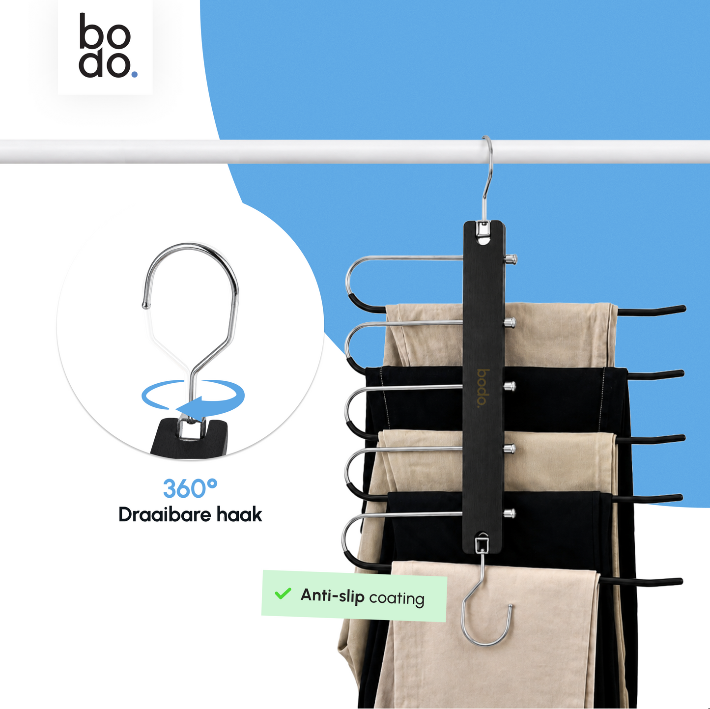 Broekhanger - 2 stuk - Zwart - Bodo