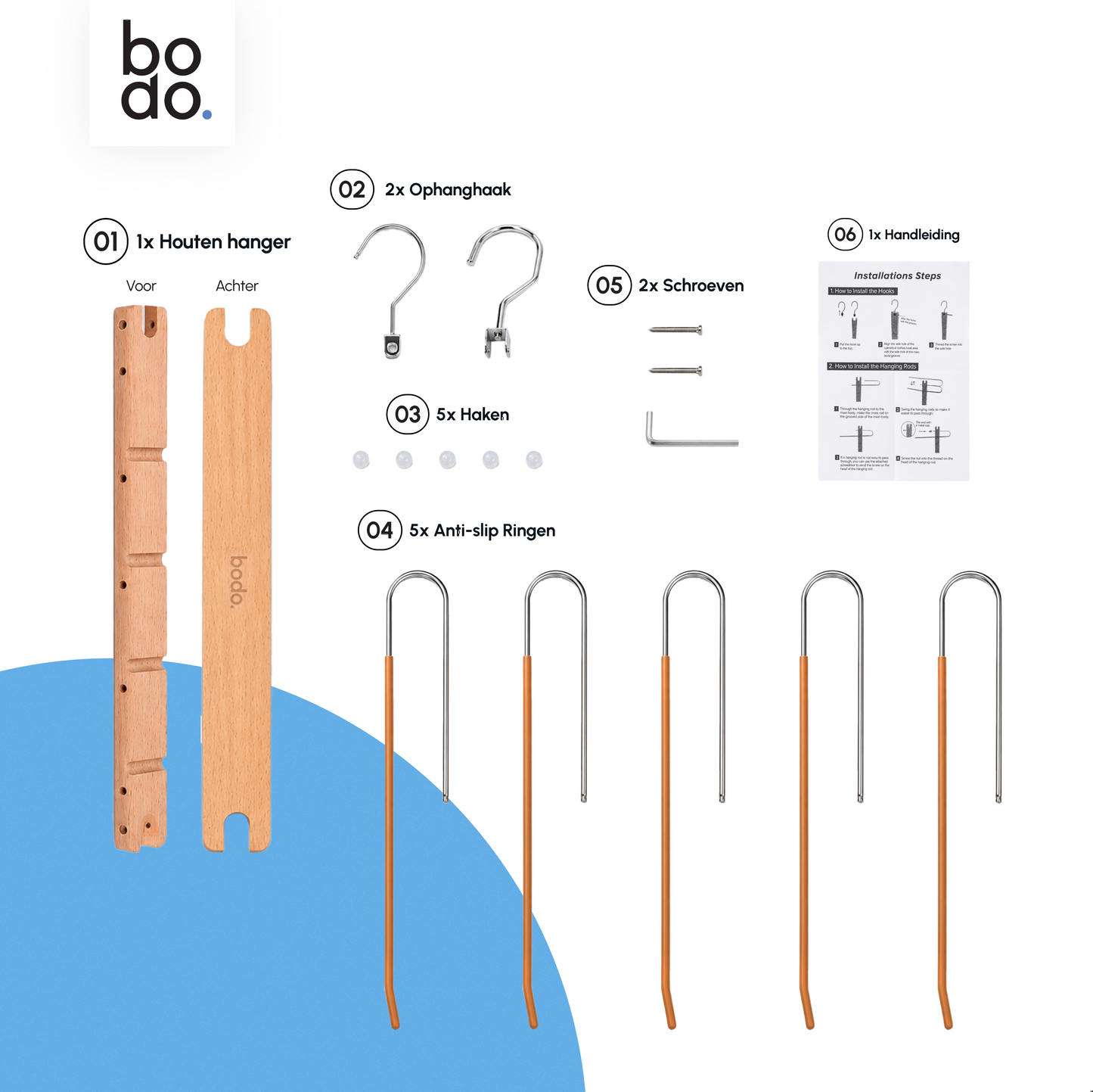 Broekhanger - 2 stuk - Hout- Bodo