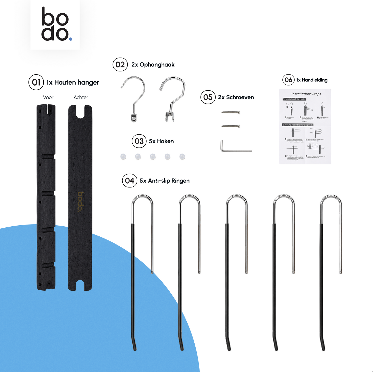 Broekhanger - 2 stuk - Zwart - Bodo