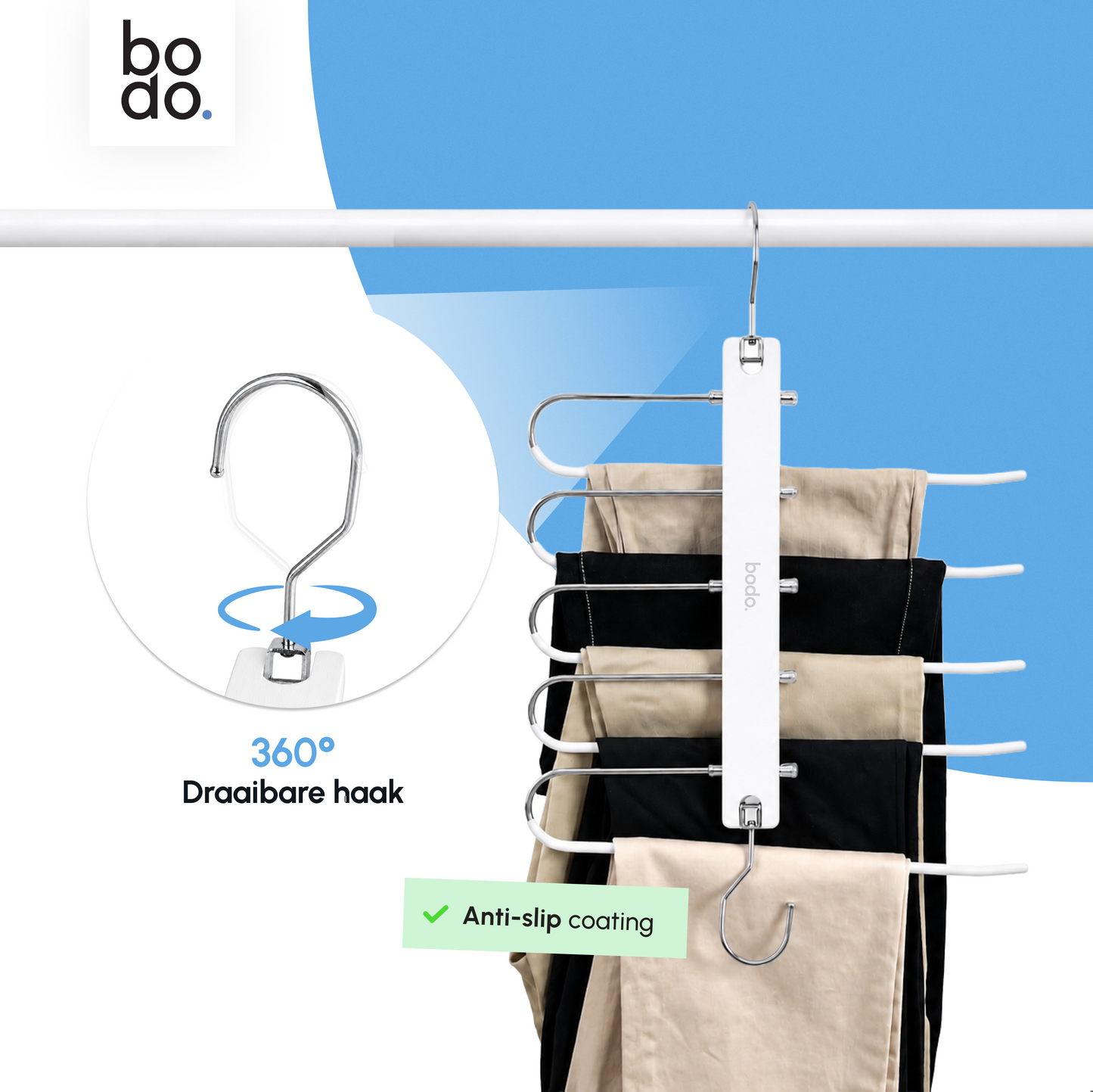 Broekhanger - 2 stuk - Wit- Bodo