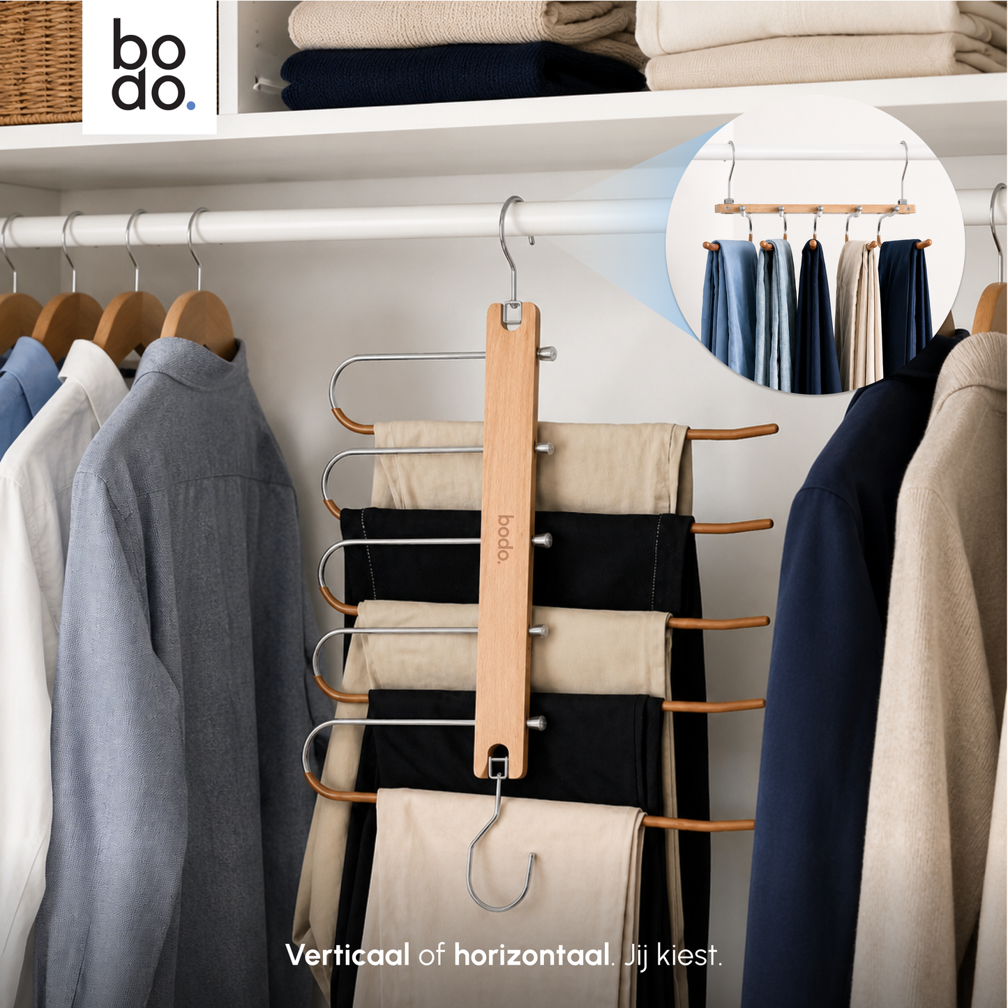 Broekhanger - 2 stuk - Hout- Bodo
