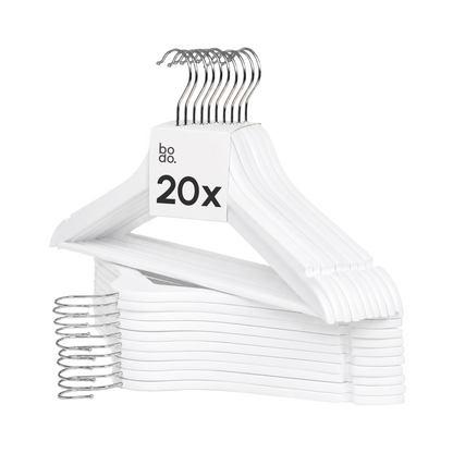 Kledinghangers - 20 stuks - Wit - Bodo