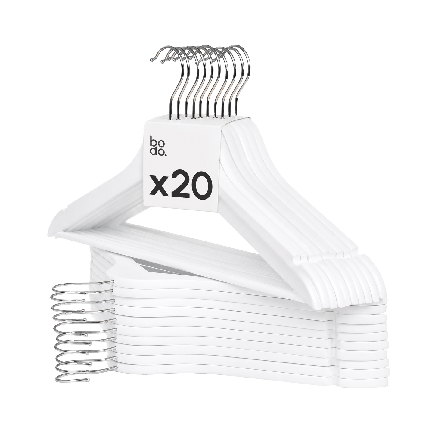 Kledinghangers - 20 stuks - Wit - Bodo