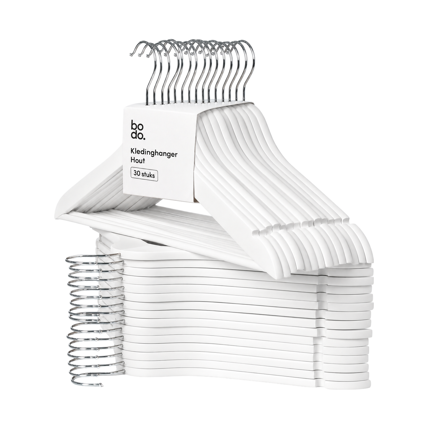 Kledinghangers - 30 stuks - Wit - Bodo