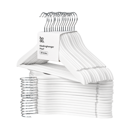 Kledinghangers - 30 stuks - Wit - Bodo