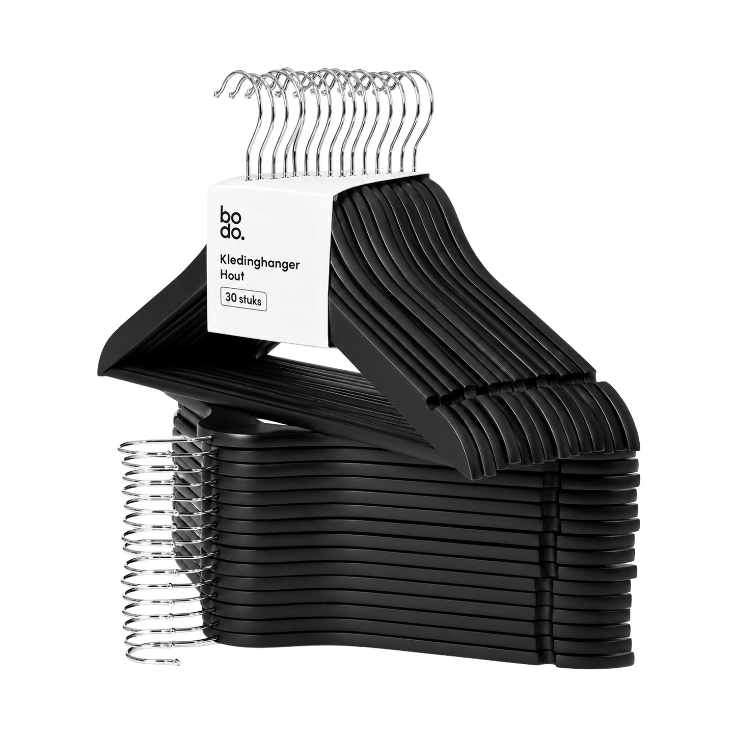Kledinghangers - 30 stuks - Zwart - Bodo