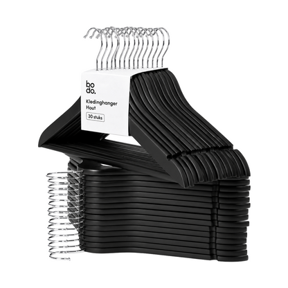 Kledinghangers - 30 stuks - Zwart - Bodo