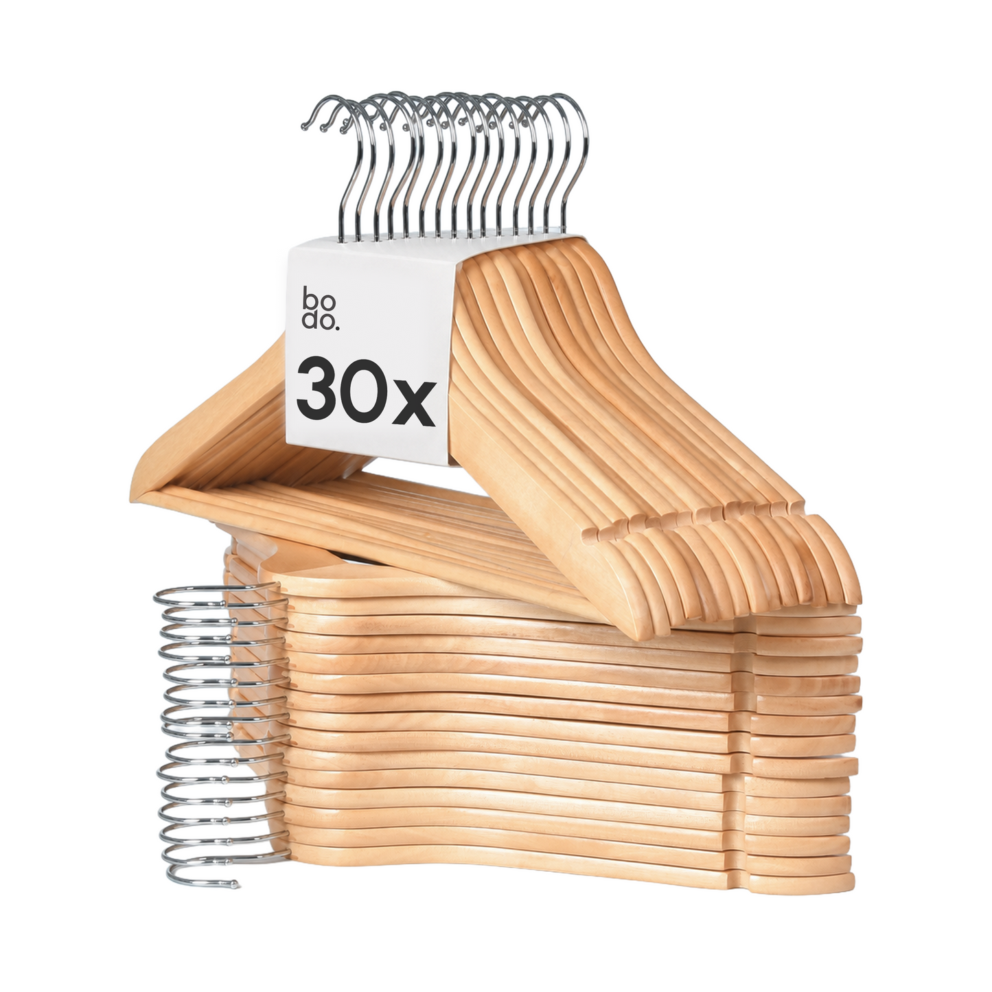 Kledinghangers - 30 stuks - Hout naturel - Bodo