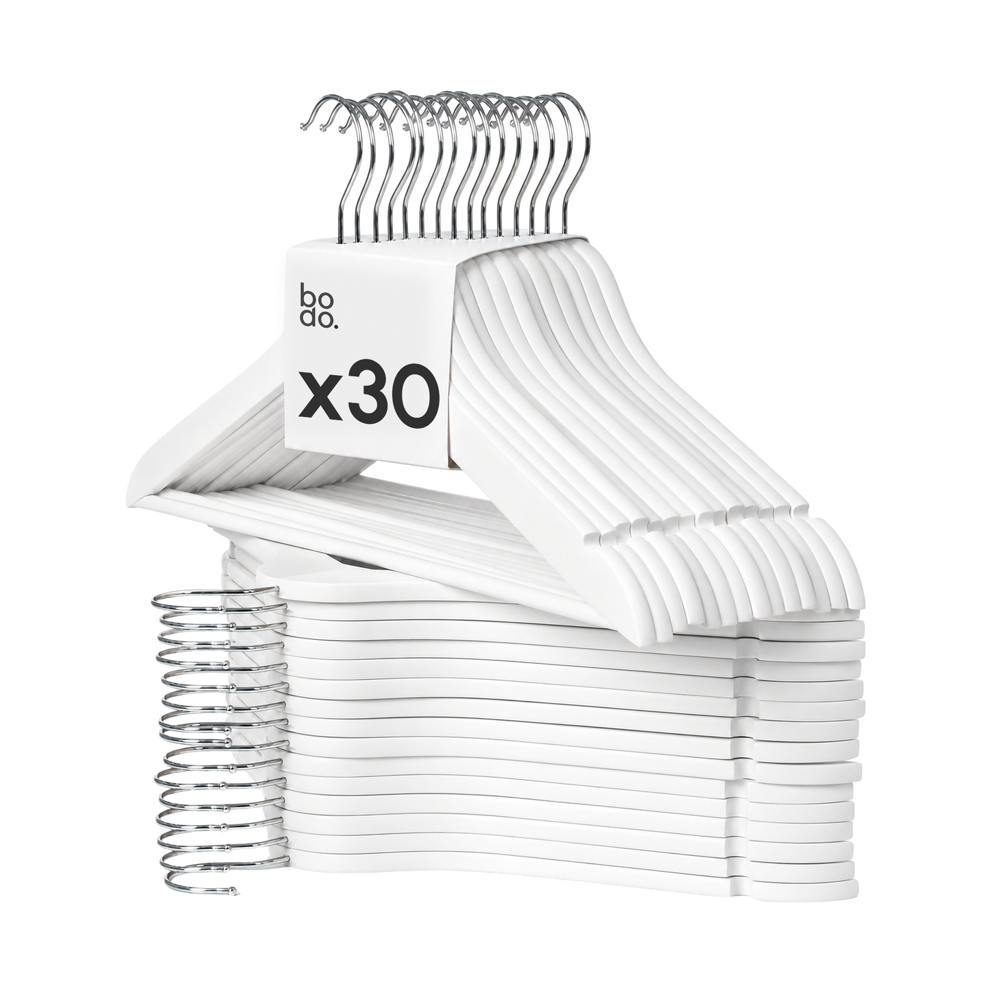 Kledinghangers - 30 stuks - Wit - Bodo