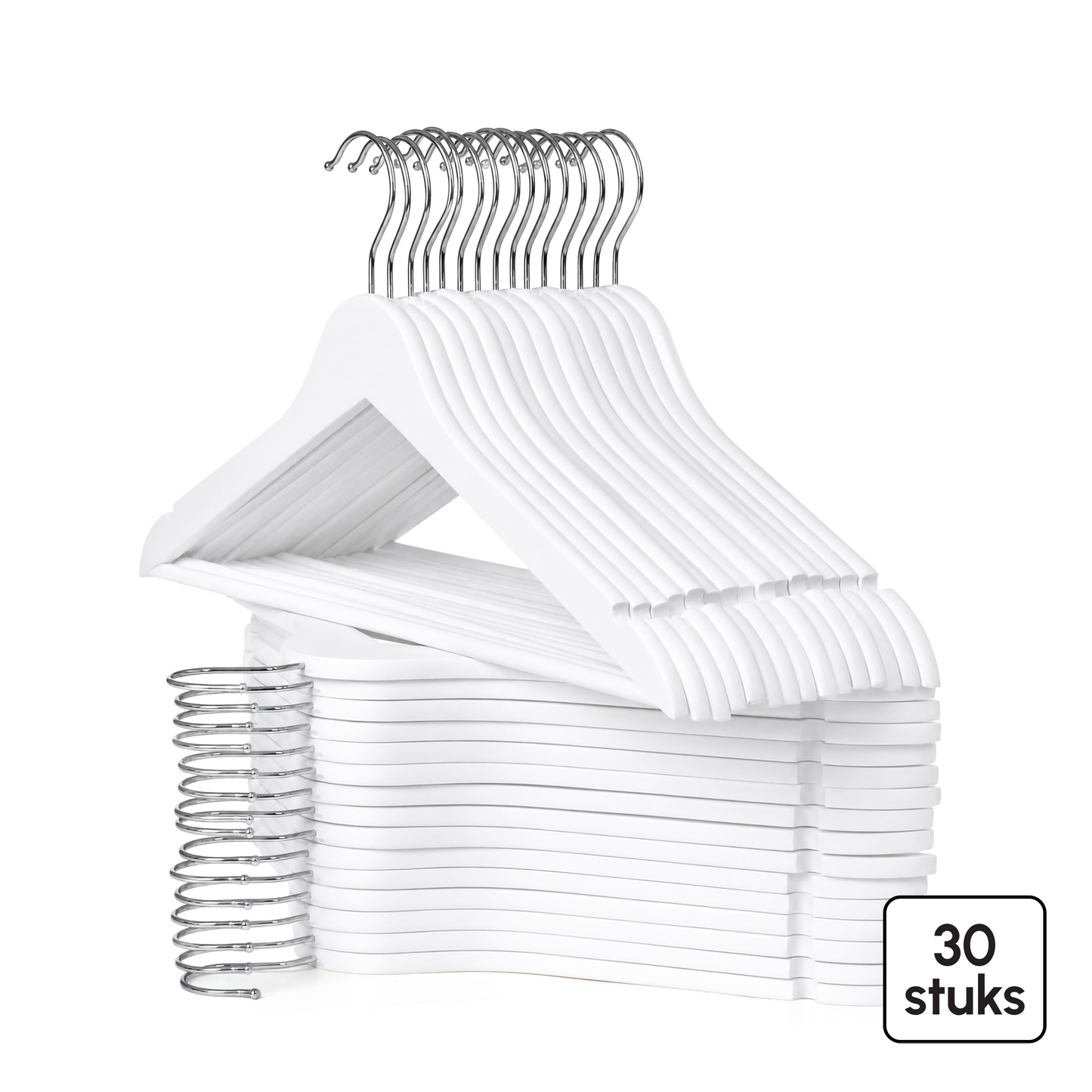 Kledinghangers - 30 stuks - Wit - Bodo