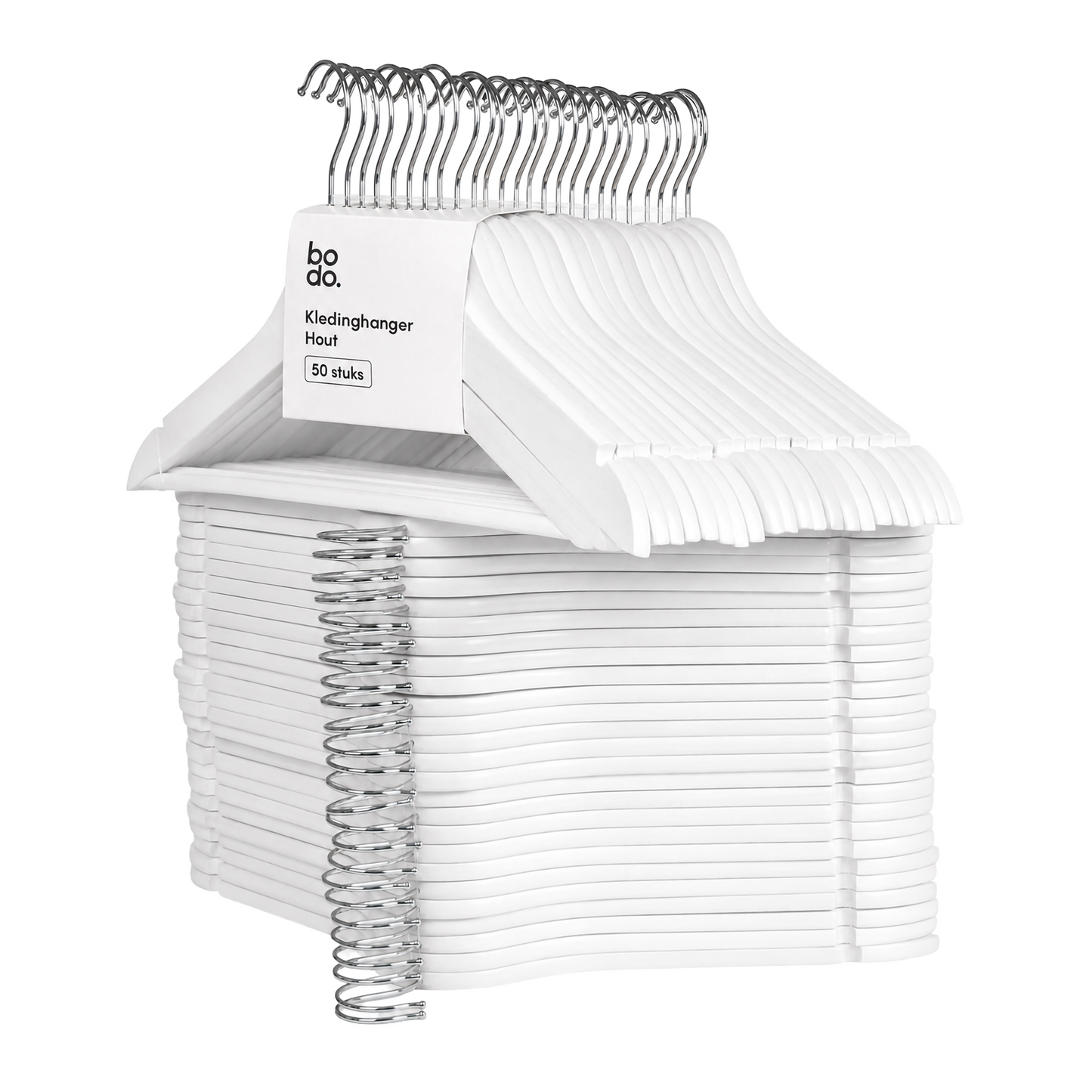 Kledinghangers - 50 stuks - Wit - Bodo