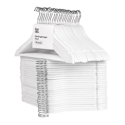 Kledinghangers - 50 stuks - Wit - Bodo