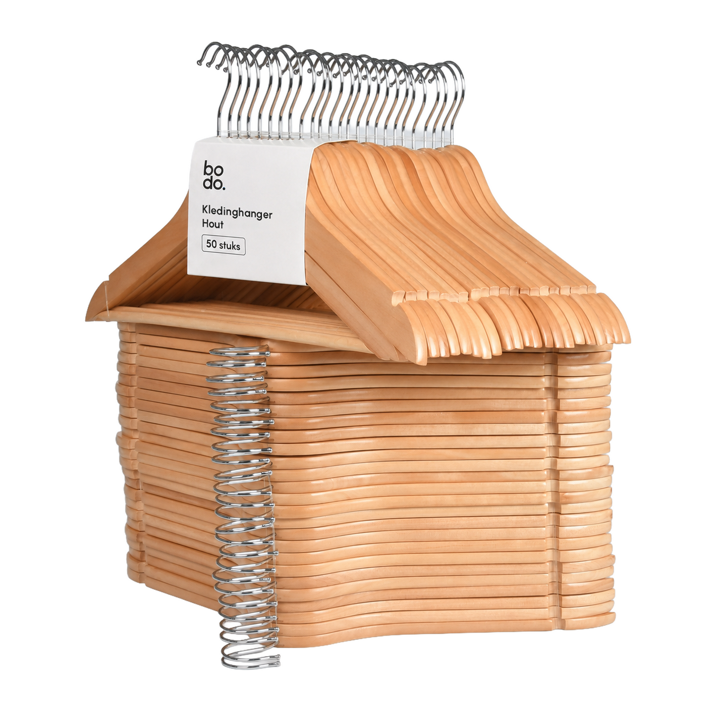 Kledinghangers - 50 stuks - Hout naturel - Bodo