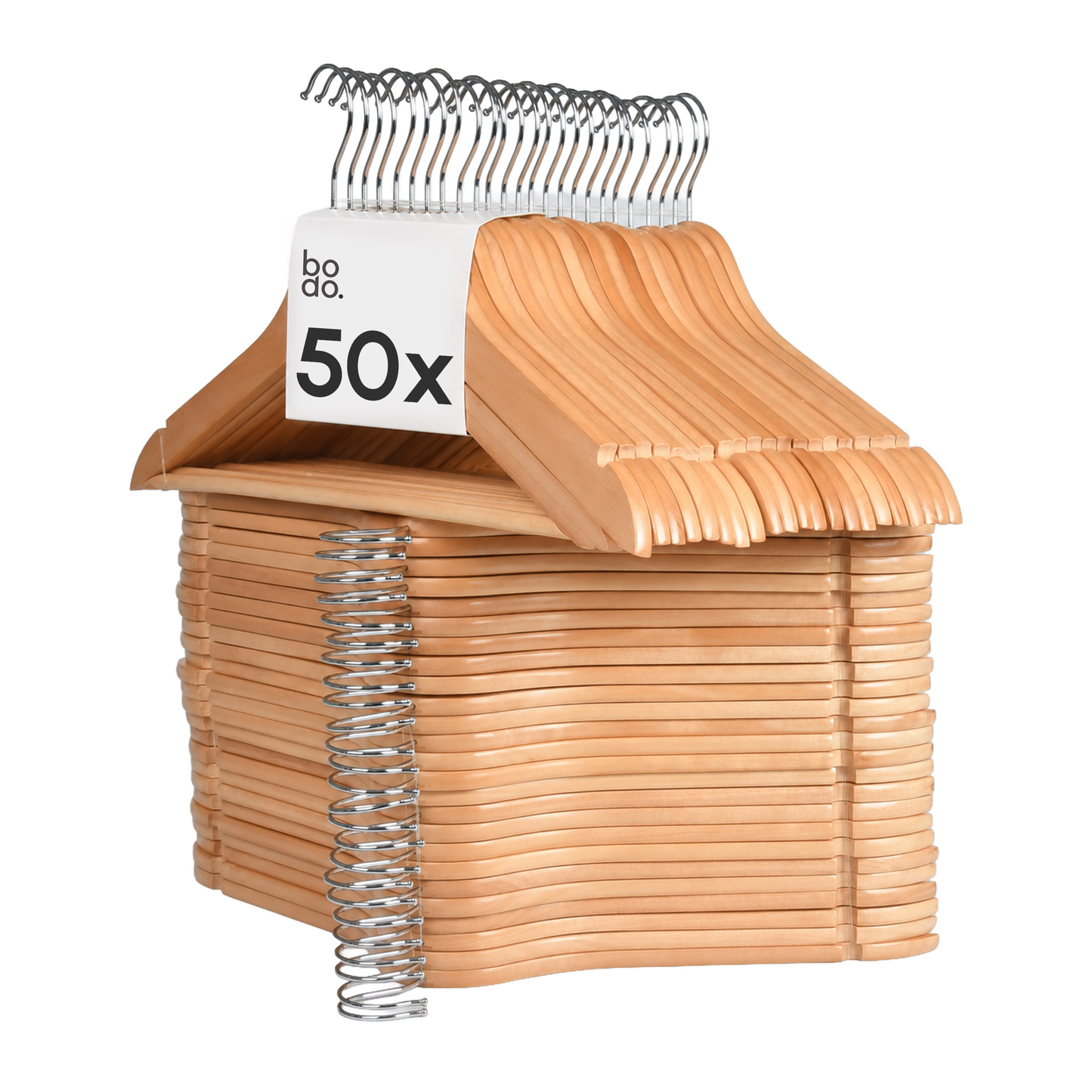 Kledinghangers - 50 stuks - Hout naturel - Bodo