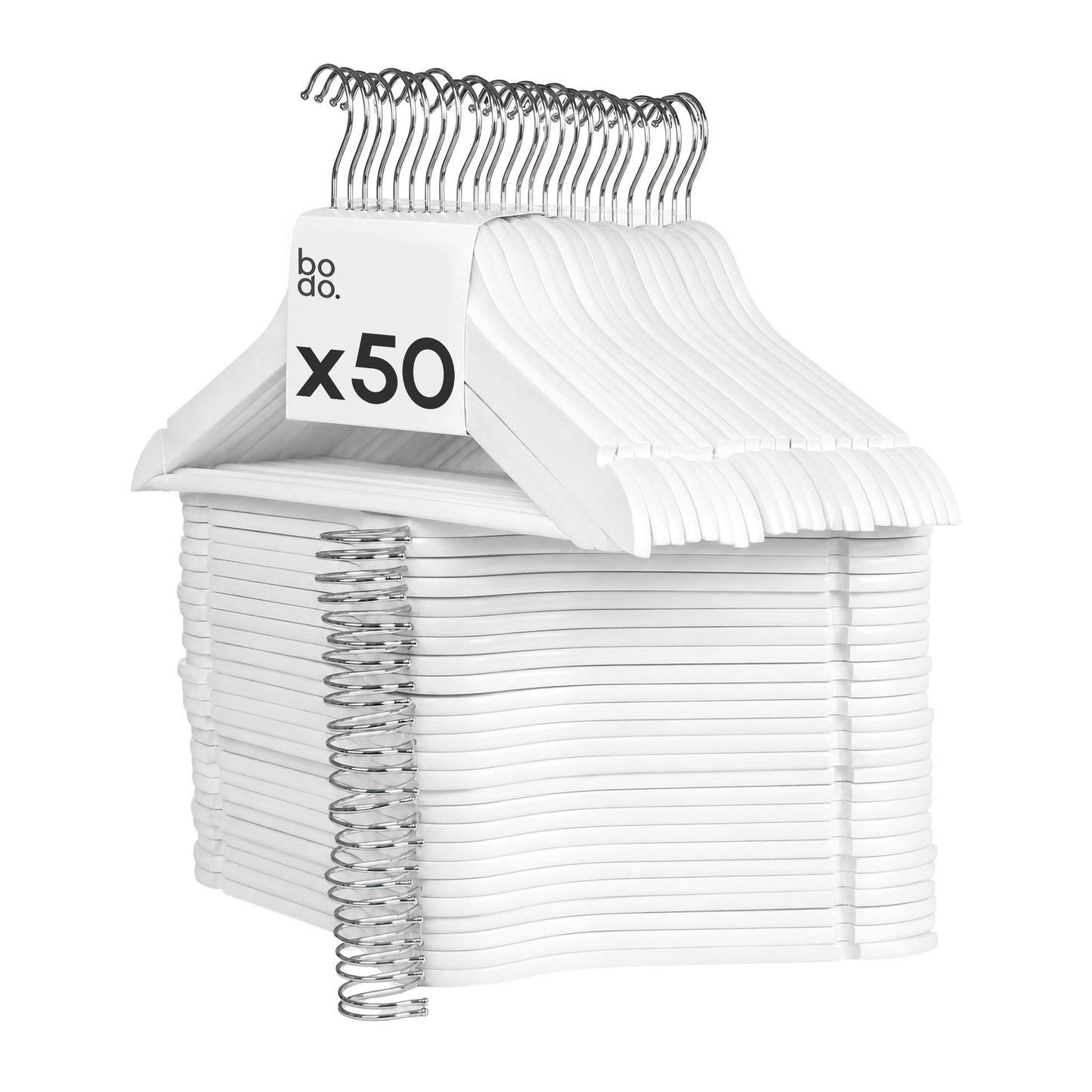 Kledinghangers - 50 stuks - Wit - Bodo