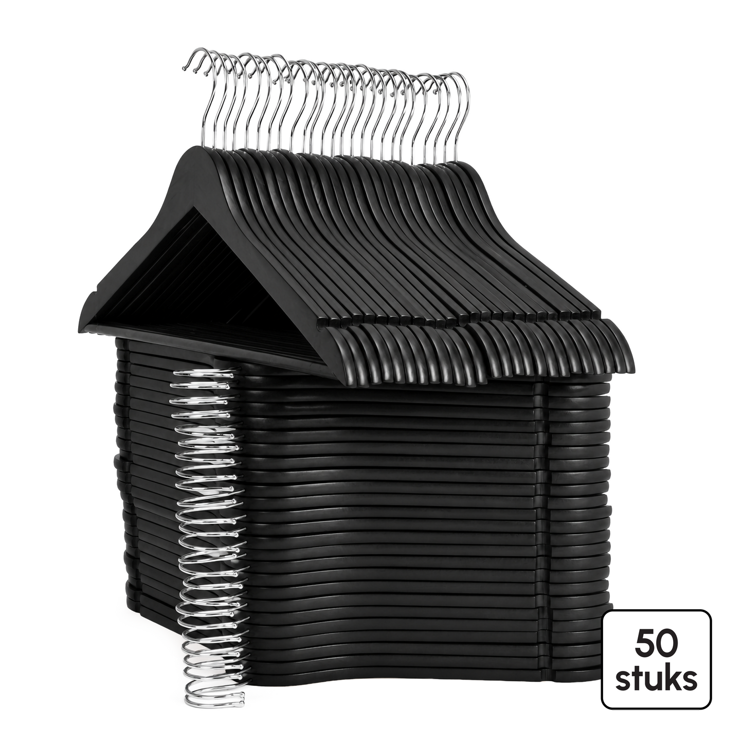 Kledinghangers - 50 stuks - Zwart - Bodo