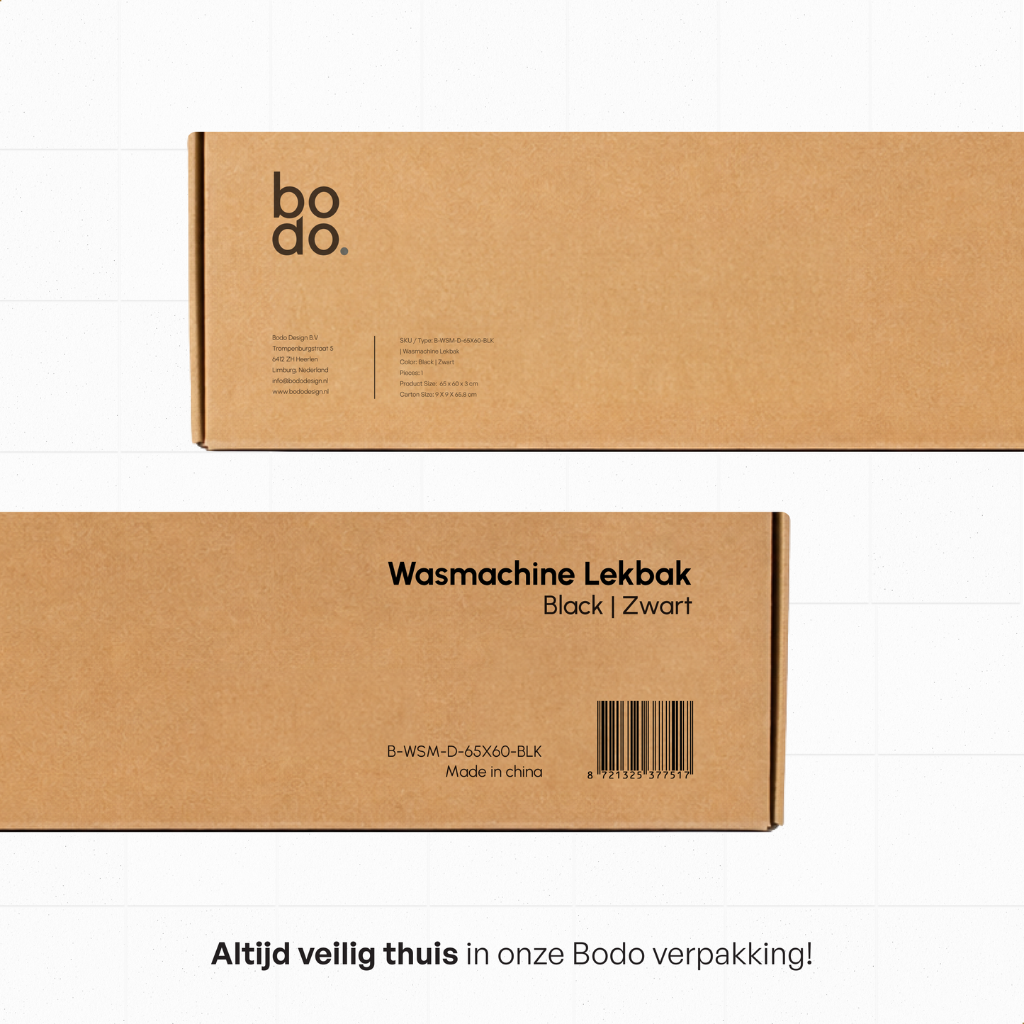 Lekbak Wasmachine - Opvangbak tegen lekkage - Siliconen - 65x60x3 cm - Zwart