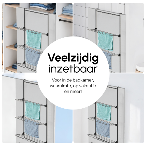Bodo® Droogrek Hangend - 10m - Ophangbaar aan Deur of Wand - Zwart
