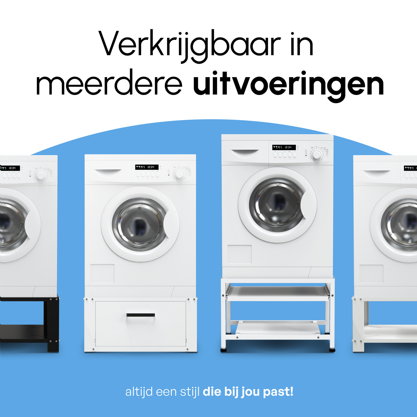 Bodo® - Wasmachine Verhoger - Wasmachine Verhoger Met Opberglade - Wasmachine opbouwmeubel - Wasmachine Sokkel - Universeel - Wit