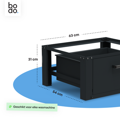 Bodo® - Wasmachine Verhoger Met Opberglade - Zwart - Beschadigd/geretourneerd