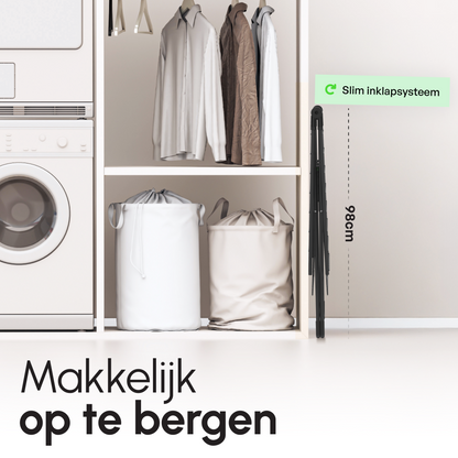 Bodo® Inklapbaar Droogrek met Zijvleugels - 27m Drooglengte - Zwart