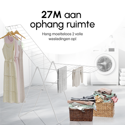 Bodo® Inklapbaar Droogrek met Zijvleugels - 27m Drooglengte - Wit